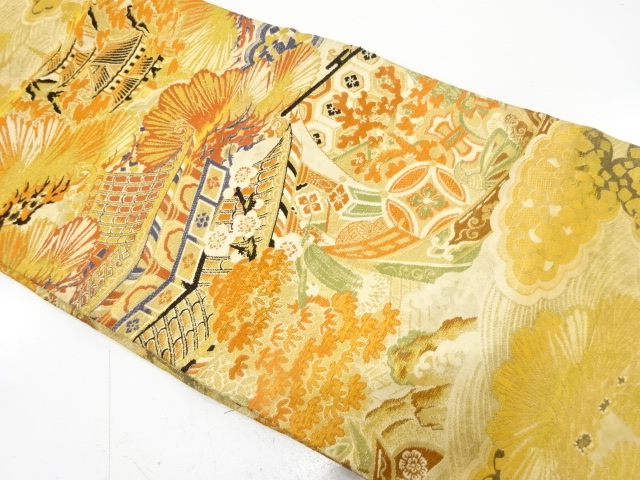 JAPANESE KIMONO / ANTIQUE NAGOYA OBI / WOVEN TREASURE SHIP